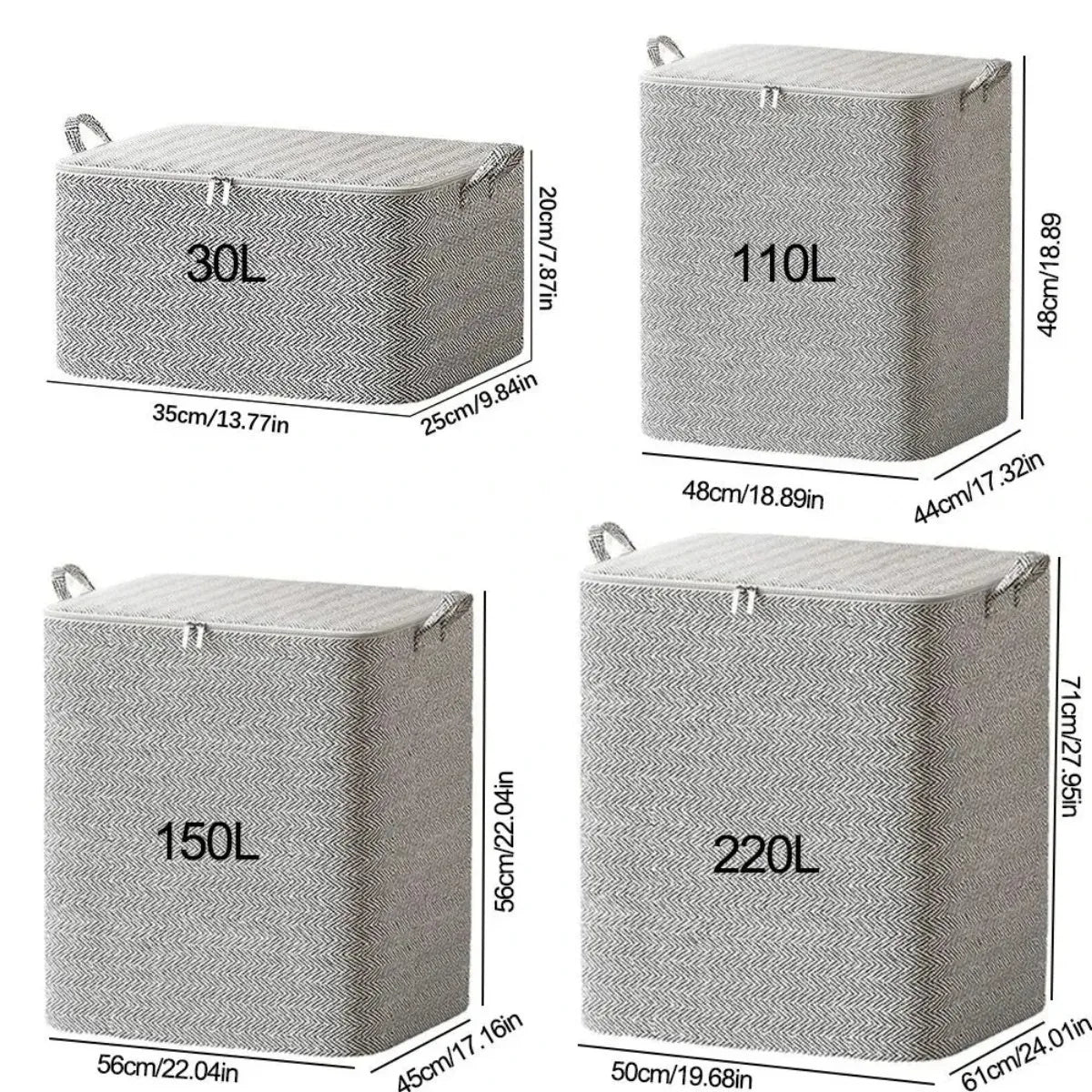 Durable Extra Large Zippered Folding Storage Bag - Washable Organization for Clothes Quilts Toys Etc Suitable for Home And Car
