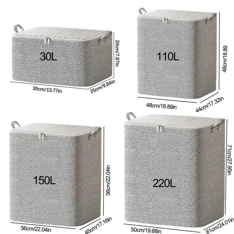 Durable Extra Large Zippered Folding Storage Bag - Washable Organization for Clothes Quilts Toys Etc Suitable for Home And Car