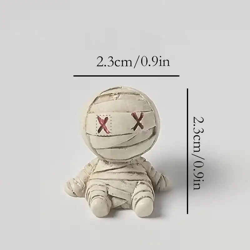 10pcs Mini Mummy Resin Figurines, Tiny Mummy Doll Statues, Micro Landscape Ornaments, Desktop Decor for Halloween Party