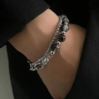 1Pcs High Quality Stainless Steel Lce Cracking Bead Splicing Bracelets For Men Women Link Chain Layered Pulseras Jewelry Gifts