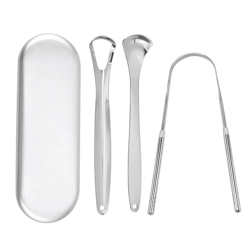 1/3/4pcs Premium Metal Tongue Scraper Cleaner for Adults & Kids Portable Stainless Steel Tongue Scrapers Brushes for Removing