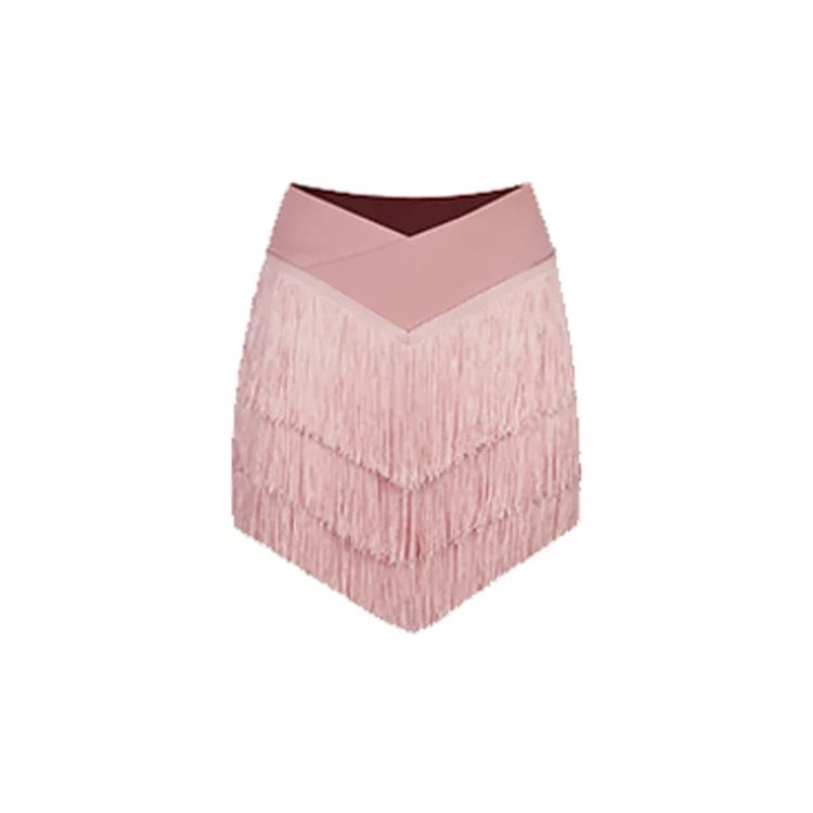 New Latin Dance Clothes Long Sleeves Backless Tops Fringe Skirt Women Cha Cha Rumba Samba Dance Training Practice Wear