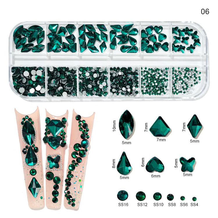 12grids Half Round Pearls Beads 3D Nail Charms 1.5/2/2.5/3/4/5mm White Flatback Pearls Nail Jewelry Nail Craft Pearl Rhinestones