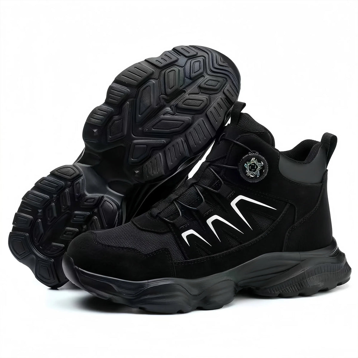 Rotating Button Safety Boots Shoes Man Steel Toe Safety Work Shoes Lightweight Non Slip Work Boots Men Sneaker