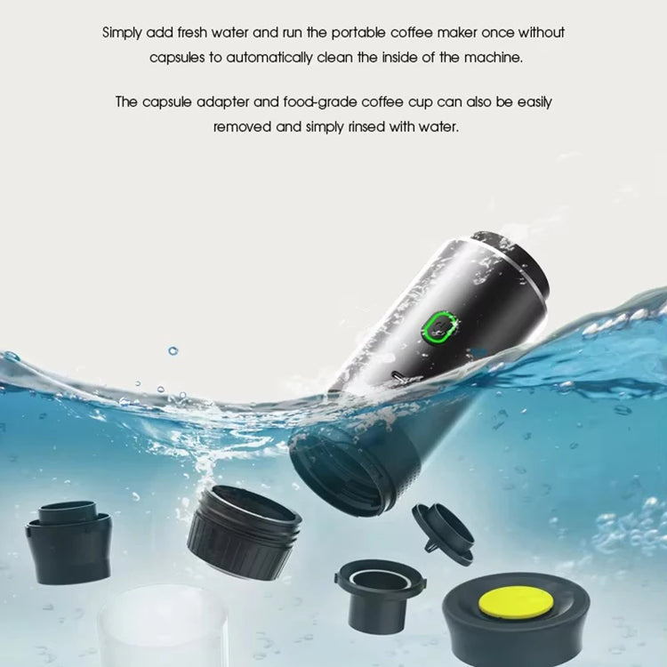 Coffee Machine Wireless Electric Coffee Machine Can Be Heated Portable 3-in-1 Capsule Powder Compact Electric Coffee Machine Pump-Driven Espresso Coffee Maker Kitchen Appliances Smart Home Type-c Rechargeable For Travel Campi
