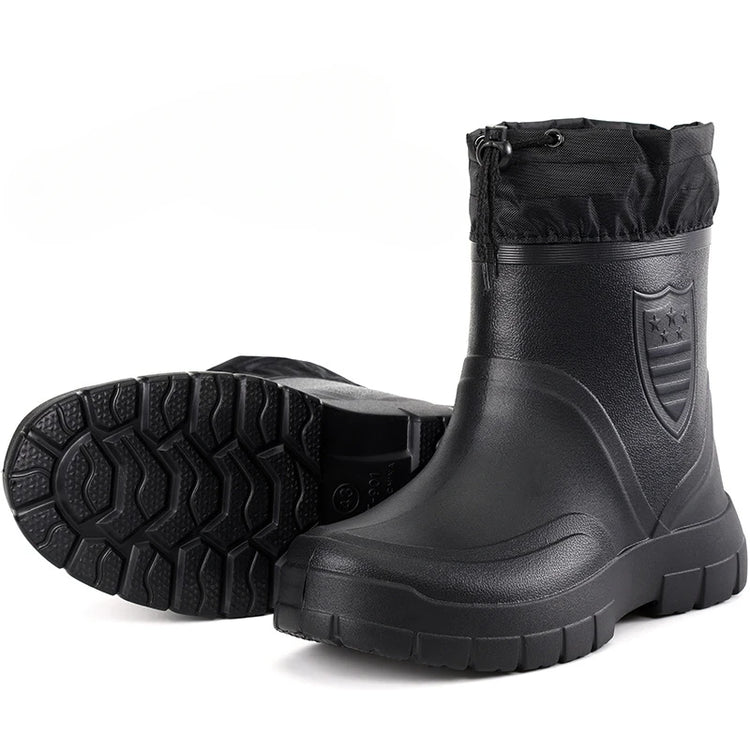 2024 Versatile Men's Rain Boots Waterproof outdoor lightweight shoe Velvet fashion short boot Casual comfort male water shoes