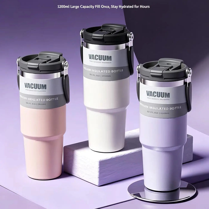Car Thermal Mug Extra Large Capacity 900/1200ml Stainless Steel VacuumThermal Mug Handheld Portable Outdoor&Sport Water Cup