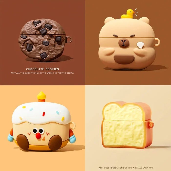 3D Chocolate Cookies Bread Case For AirPods 1 2 3 4 5 Pro Cartoon Cute Earphone Case For AirPods Pro2 Pro3 Silicone Soft Cover