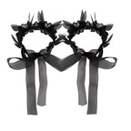 2026 Halloween Carnival Girls Play Black Evil Witch Vampire Elegant Cute Fluffy Lace Dress + Hairband + Raven Accessories Set