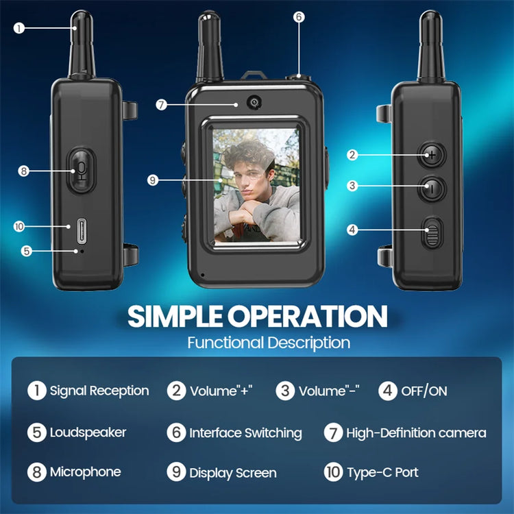 Kids Video Walkie Talkies, Rechargeable 2-Way Video Intercom with Built-in Camera & Display Screen, Portable Walkie Talkies for Boys & Girls, Indoor Outdoor Toys for Camping & Hiking