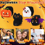 12-48Pcs Halloween Stuffed Slap Bracelets Ghost Plush Trick or Treat Gift Bag Fillers Halloween Party Favors Classroom Prizes