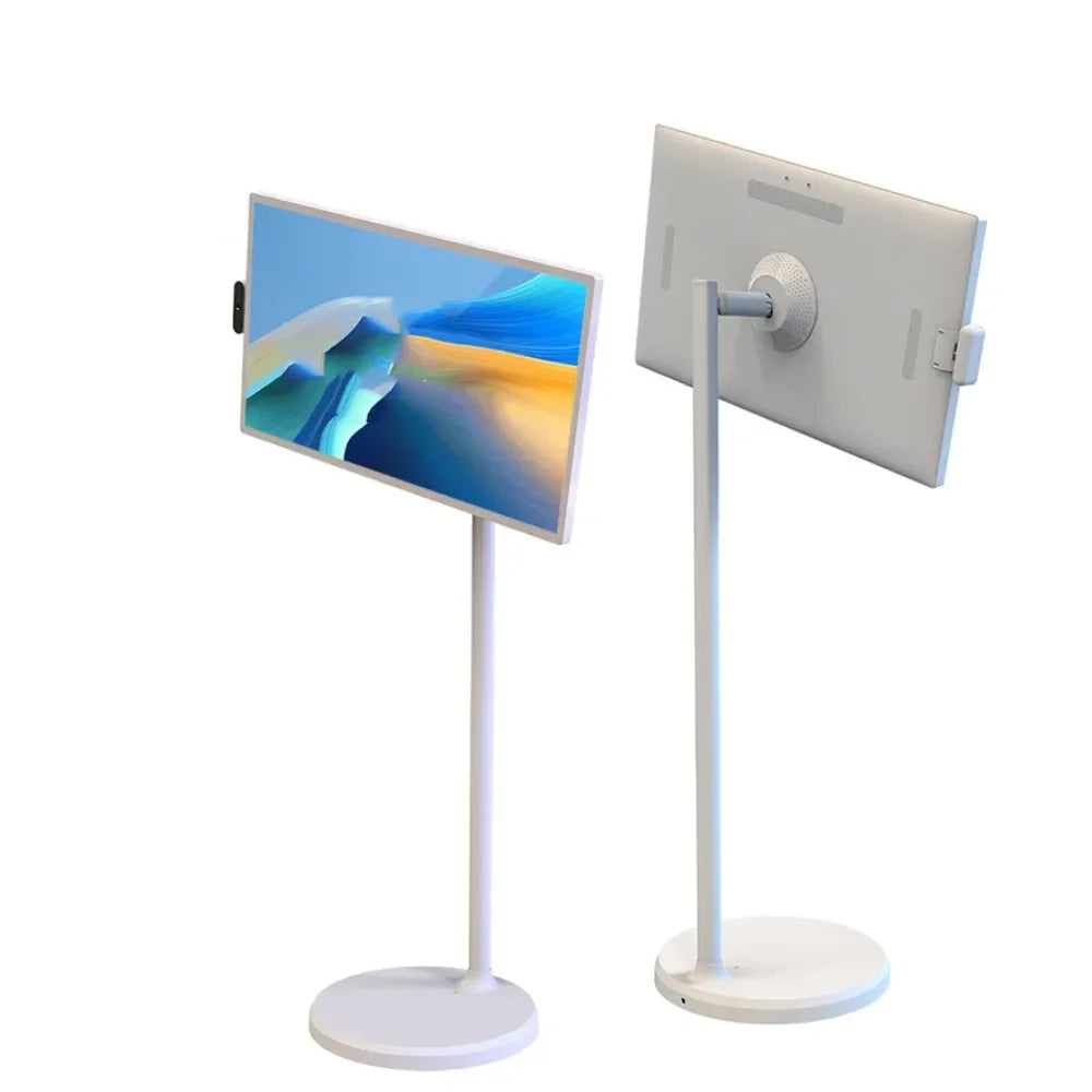 27 Inch Portable Smart TV Monitor Wireless Interactive Display Built-in Touch Screen Swivel Floor Stand for Home Office