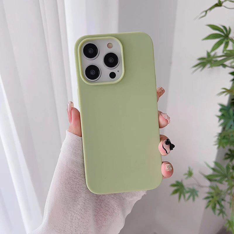 Luxury Candy Color Silicone Soft Case For iPhone 16 15 14 13 12 Pro Max Plus Mini 16+ Matte Ultra Thin Cover Frosted Shell Slim