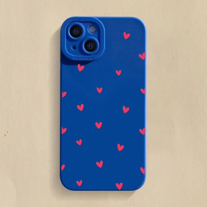 Black Love Heart Phone Case For iPhone 18 17 16 14 15 13 12 11 Pro Max X XR XS 7 8 15 16 Plus SE Shockproof Silicone Soft Cover