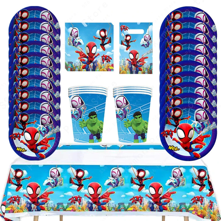 Spiderman Birthday Party Decorations Set Disposable Tableware Napkins Cup Plate Spidey and His Amazing Friends Birthday Supplies