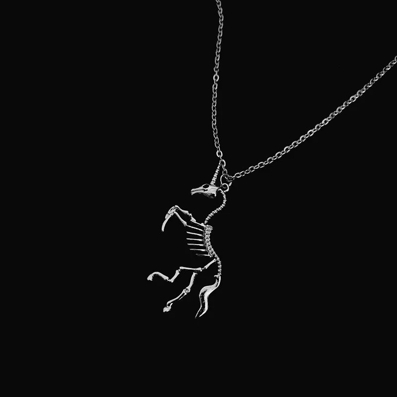 Gothic Unicorn Horse Skull Punk Skeleton Jewelry Necklace Dark Art  Animal Bone Dangle Earrings for Women Decorations Wholesale