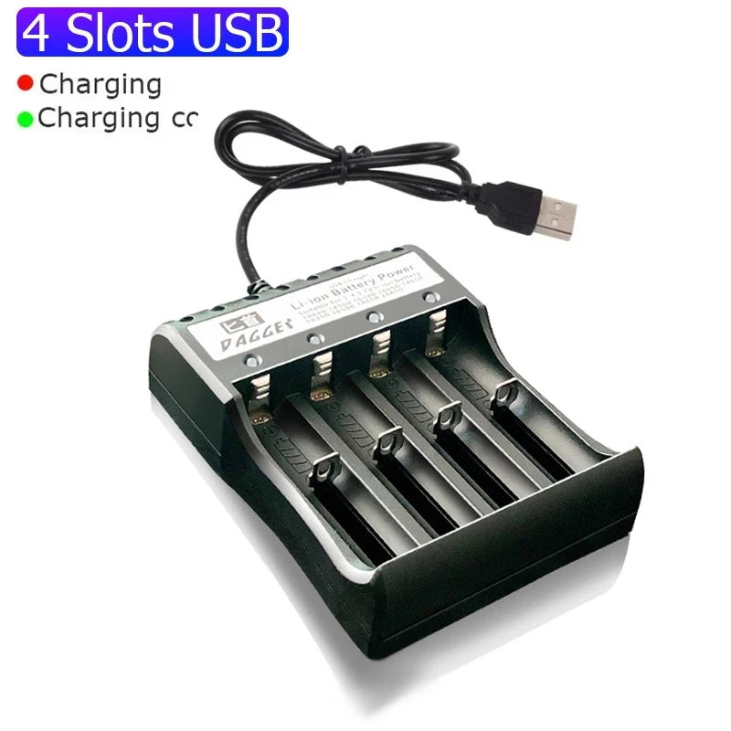 18650 Battery Charger 1/2/4 Slots Dual 18650 Charging 3.7V  Rechargeable Lithium Battery USB Charger For 16340 14500 18650