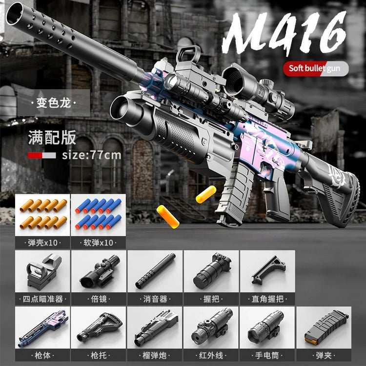M416 Style Soft Dart Blaster Toy Manual Loaded Foam Dart Blaster Model Christmas Birthday Gift 2026