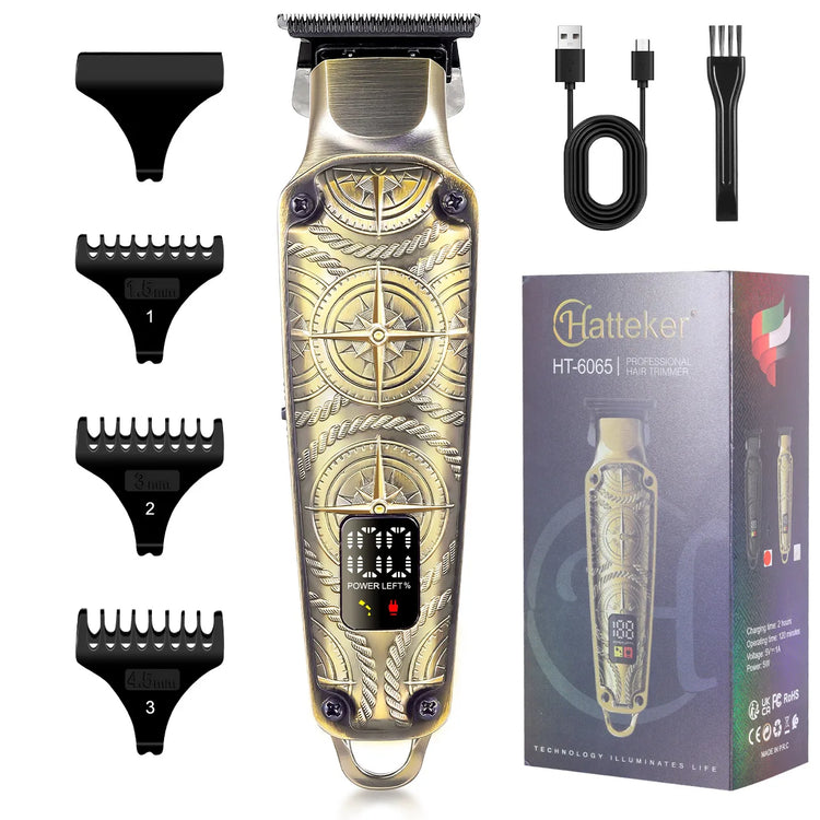 Professional Hair Clipper Ceramic Blade Male Hair Trimmer LED Display Haircut Machine USB Charging