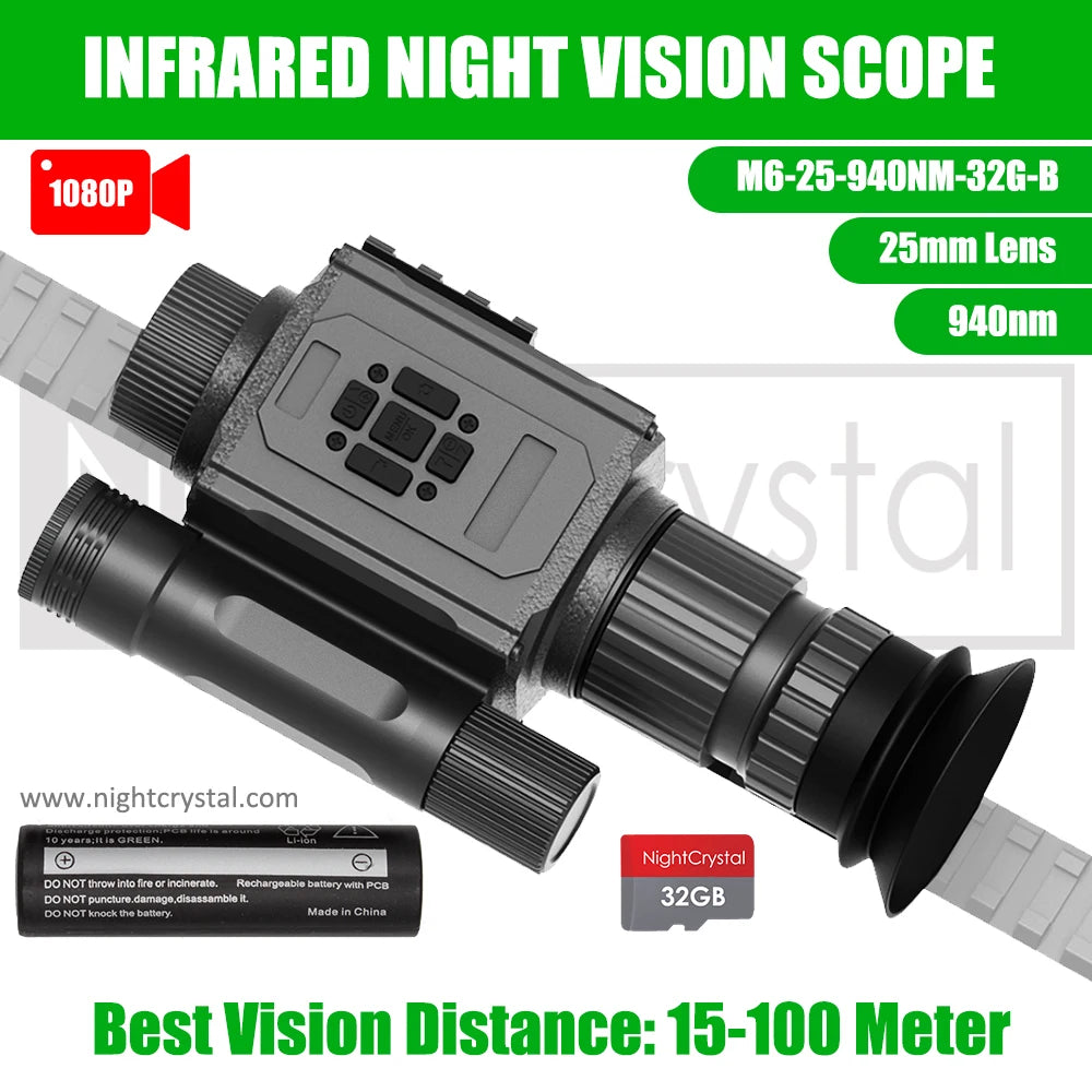 Megaorei NK008 Plus Night Vision Scope Infrared Hunting Camera with 21mm Picatinny Rail Mount & OLED 1.4" Screen & Built-in IR