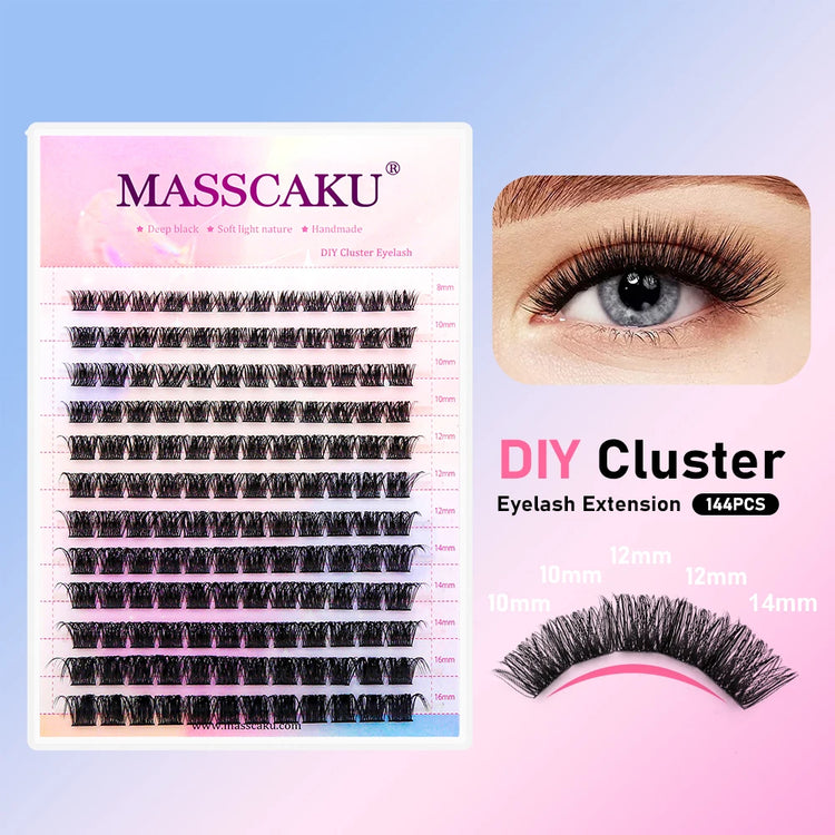 YUANZHIJIE DIY Cluster Eyelash Extension 12lines Dovetail Segmented Lashes Natural Lighter Bundle Makeup Supplies