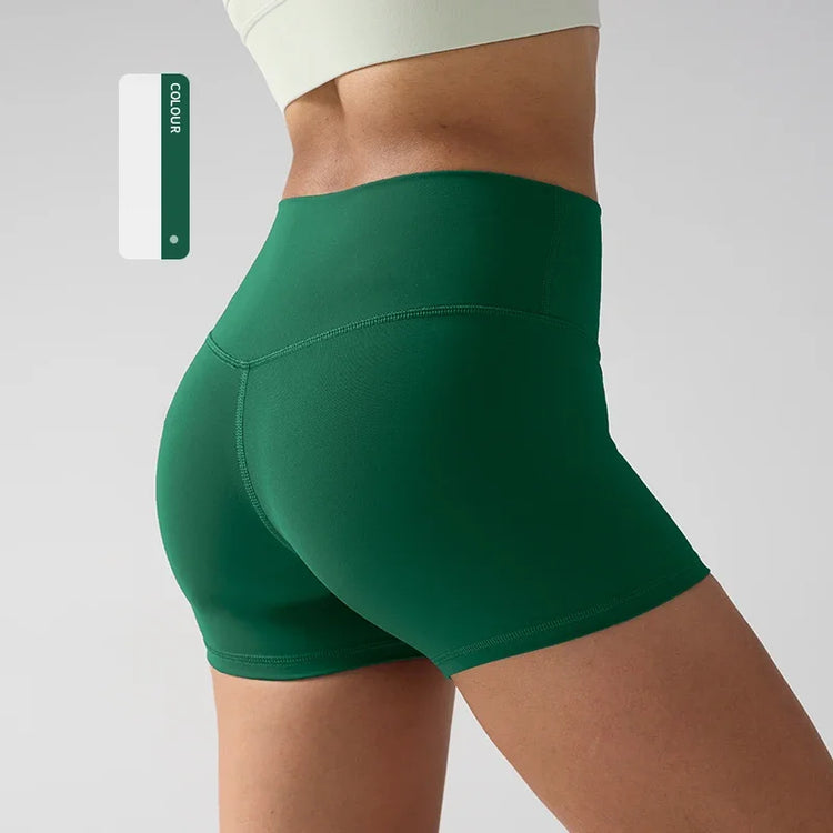 Solid Color High-Waisted Yoga Shorts for Women Quick Dry Breathable Fitness Sport Running Cycling Leggings