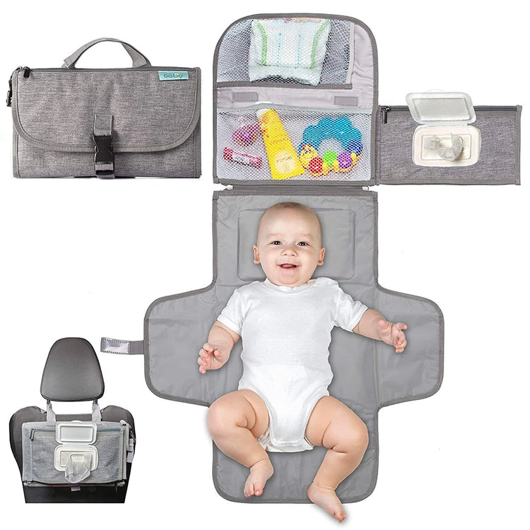 3 in 1 Diaper Changing Pad Portable Baby Changing Pad with Pockets Waterproof Travel Diaper Changing Hand Folding Diaper Bag