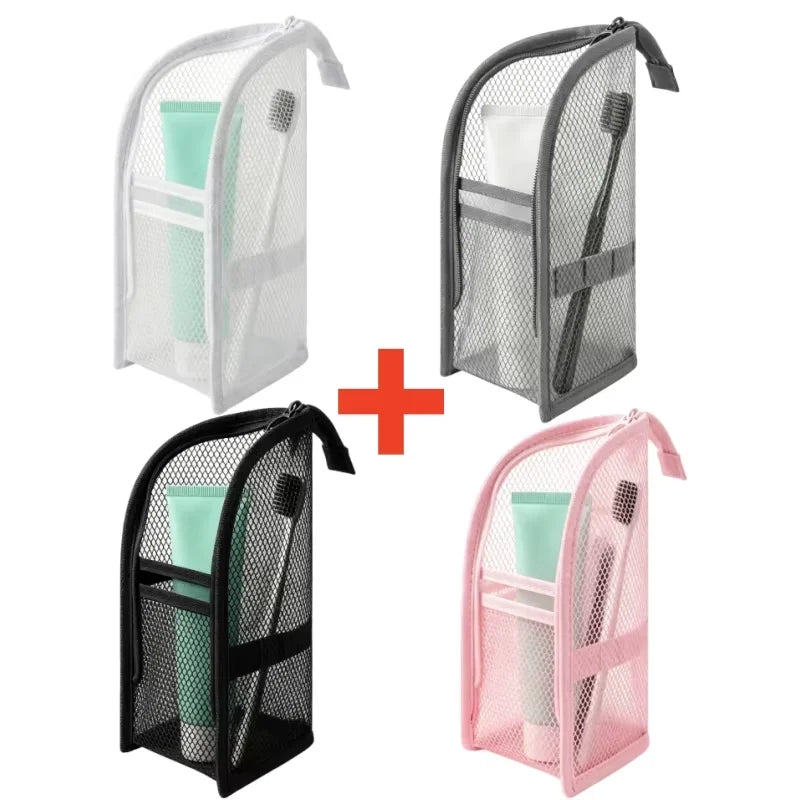Standing Mesh Toiletry Bag Portable EVA Waterproof Travel Foldable Toothbrush Cosmetic Organizer Women Bathroom Storage Pouch
