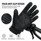 OFFBONDAGE Winter Cycling Gloves Thermal Warm Fleece Lined Waterproof Anti-Slip Motorcycle Gloves Adjustable Rotary Buckle MTB