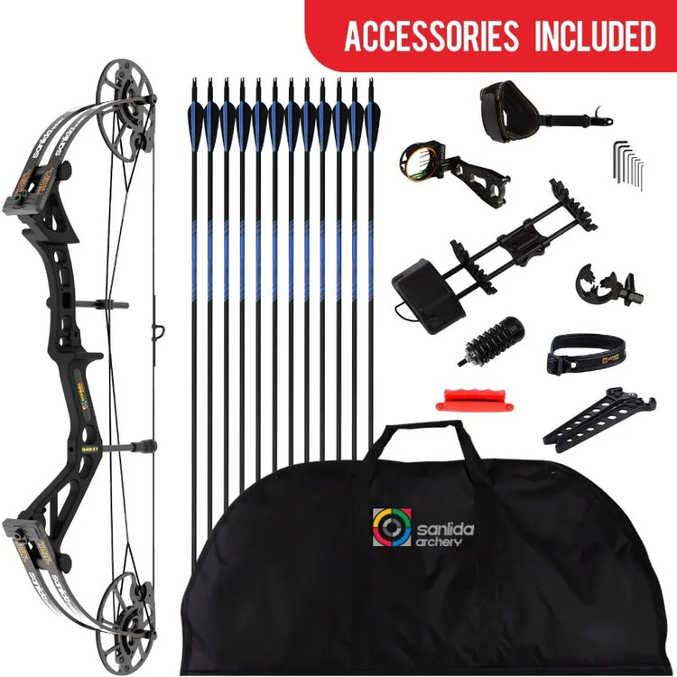 Sanlida Dragon X7 Ready to Hunt Compound Bow Package for Adults Archery Compound Bow and Arrow Set 0-70 Lbs Draw Weight No Bow Press Needed RH Only