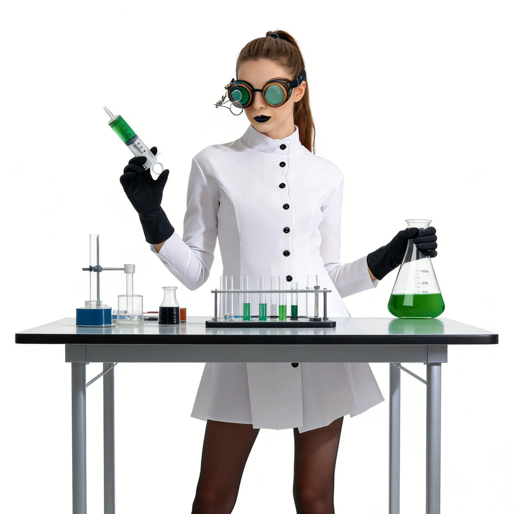 Carnival Party Men Women Long White Coat Nurse Doctor Costume Mad Scientist Cosplay Halloween