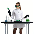 Carnival Party Men Women Long White Coat Nurse Doctor Costume Mad Scientist Cosplay Halloween