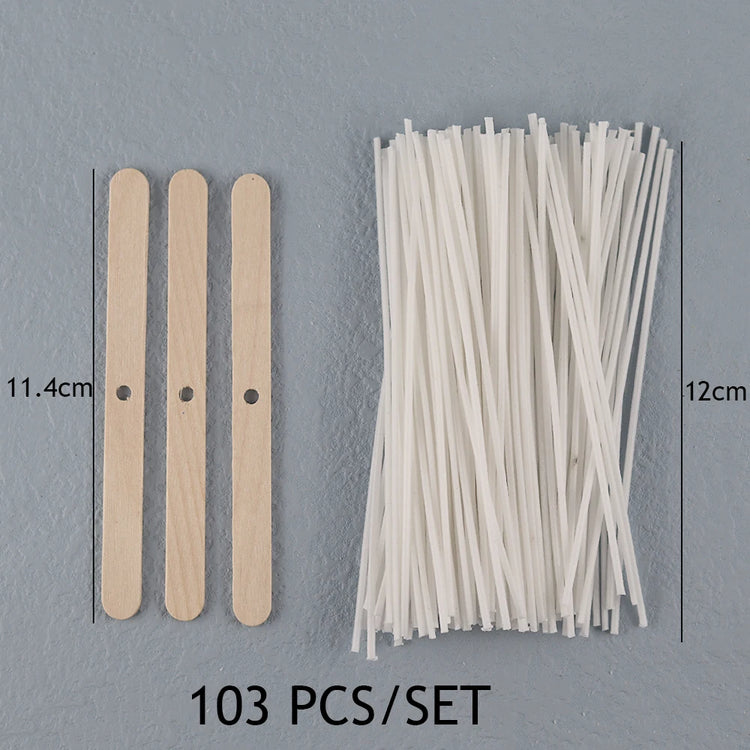 Smokeless Candle Wicks 2.6-20cm Pre-Waxed Cotton Core Wicks with Metal Sustainer Tabs DIY Handmade Candle Making Tools
