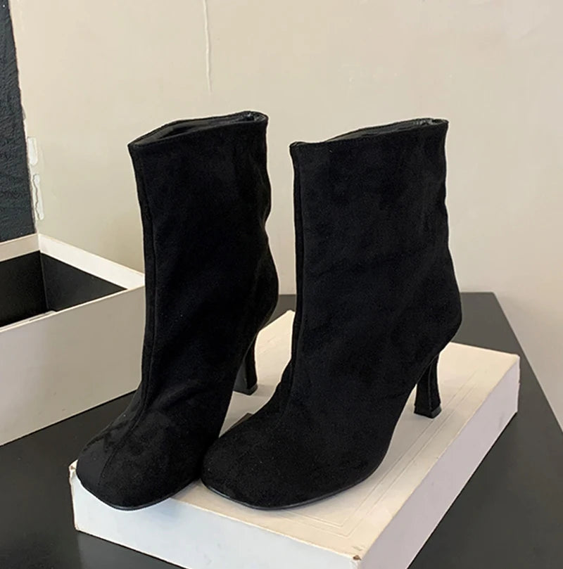 Botas Feminina High Heel Leopard Print Boots Women Ankle Boots Autumn Ladies Elegant Pointed Toe Short Botas Zapatos De Mujer
