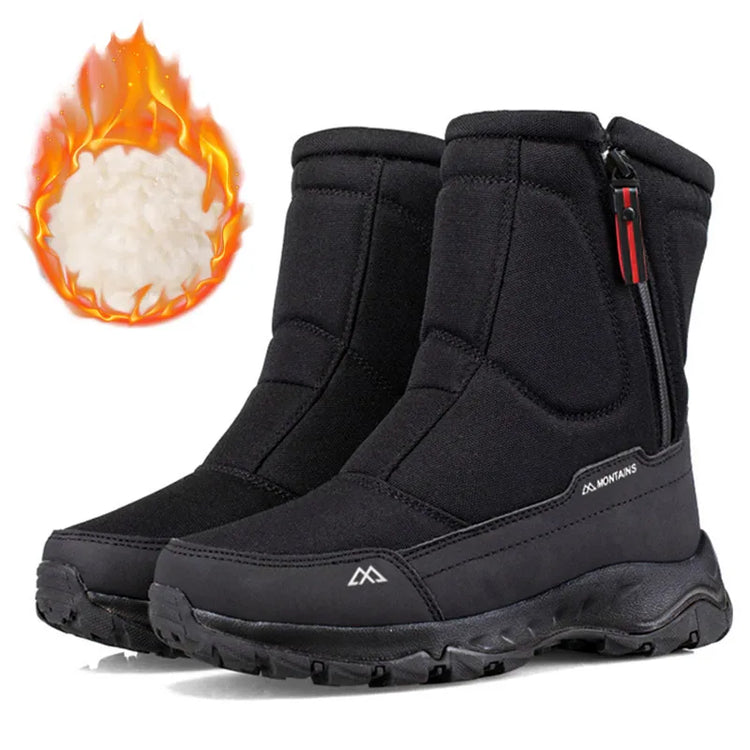 Large Size Winter Boots For Man Warm Plush Ankle Boots High-Top Comfortable Snow Boots Outdoor Winter Men's Shoes Zipper Boots