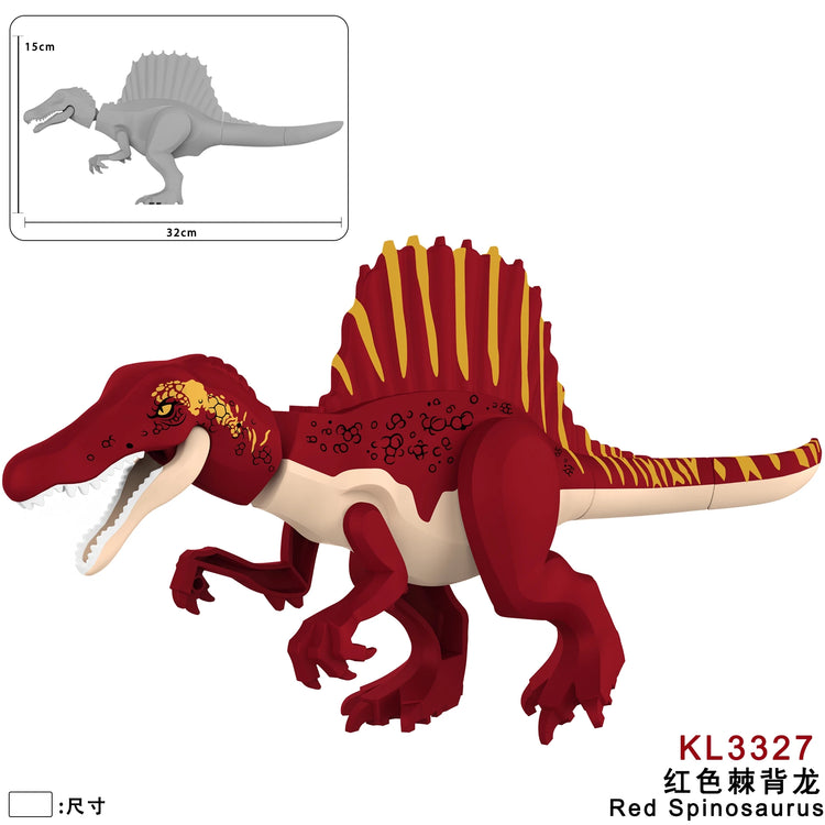 Jurassic Dinosaurs Spinosaurus Brick Figure Multiple Color Versions Articulated Limbs Collectible Dinosaur Toy Educational Toy