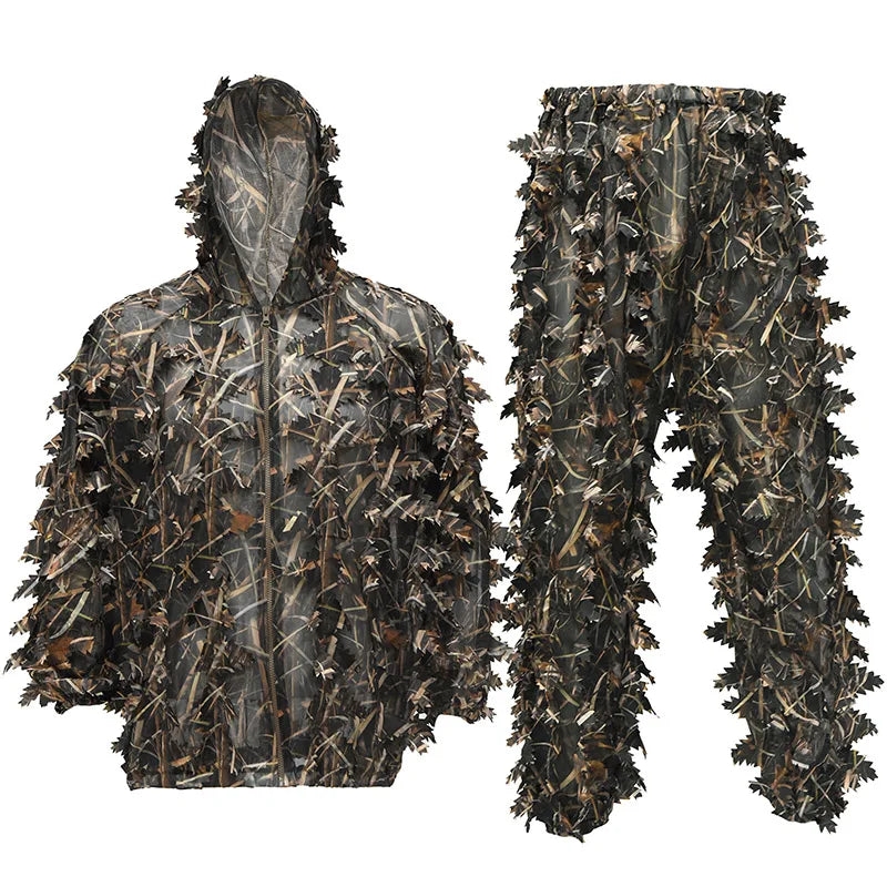 3D Leaves Camouflage Ghillie Suit Lightweight Camouflage Ghillie Woodland Camoflage Sniper Airsoft Shooting Hunting Equipment