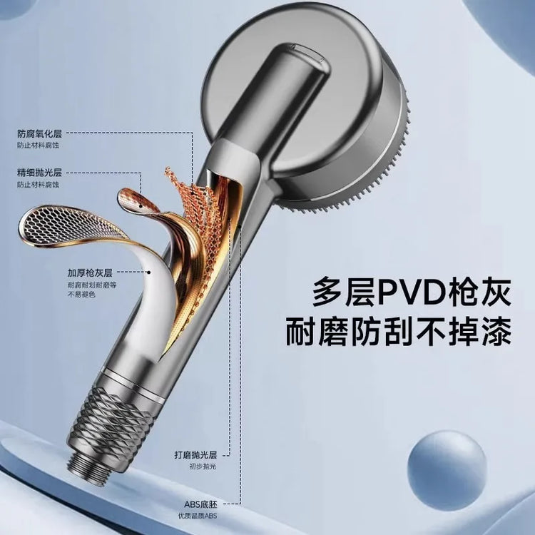 New 7 IN 1 Large Flow Shower Head With Filter 4 Modes High Pressure Water Saving One-Key Stop Water Massage Portable Showerhead