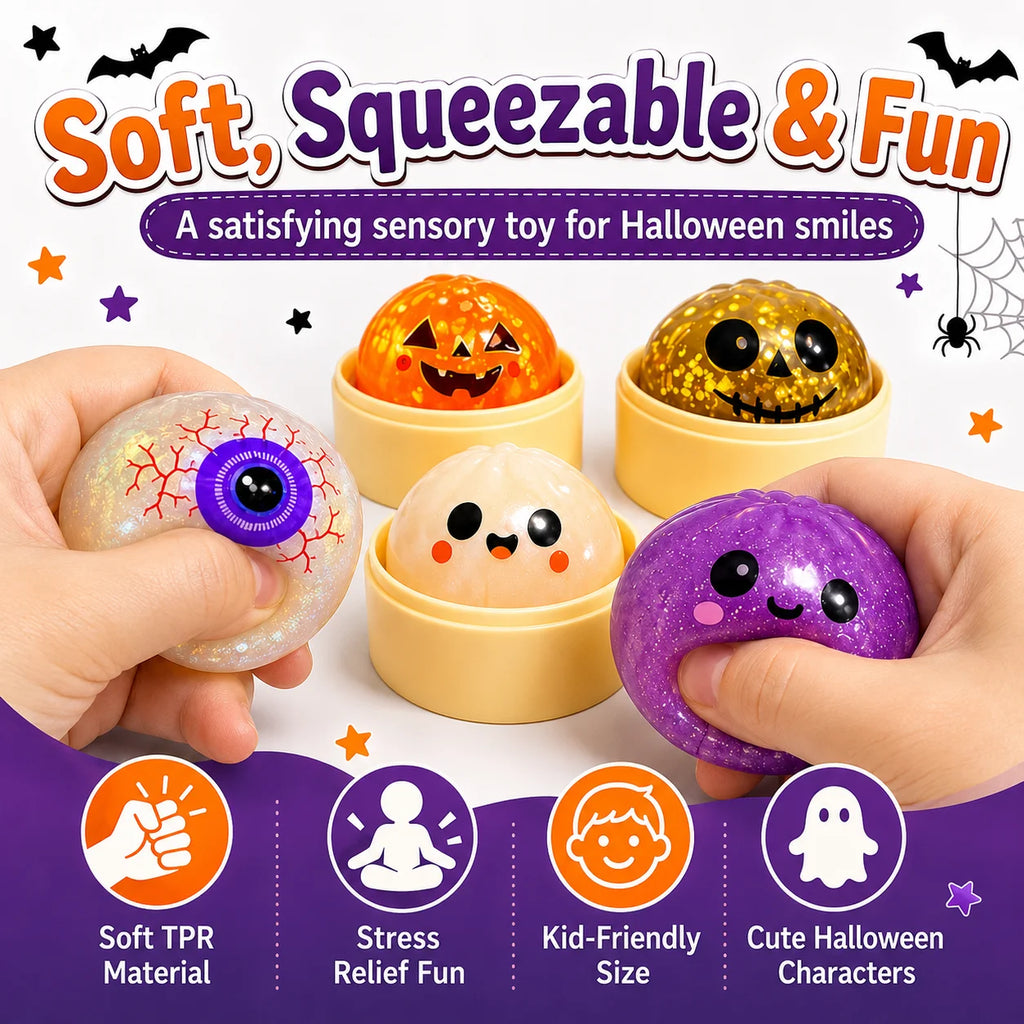 5CM Halloween Realistic Bao Squishy Toy Dumpling Slow Rising Squeeze Fidget Sensory Stress Relief Tactile Novelty Gift Box Set