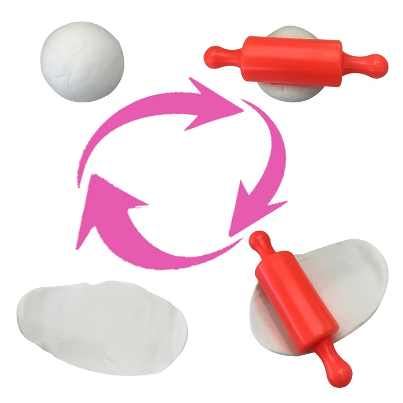 Food Play Dough Molds for Kids Plastics Fruit Vegetable Dumpling Noodle Mold Knife Fork Bowl Plate Playdough Accessories Toys