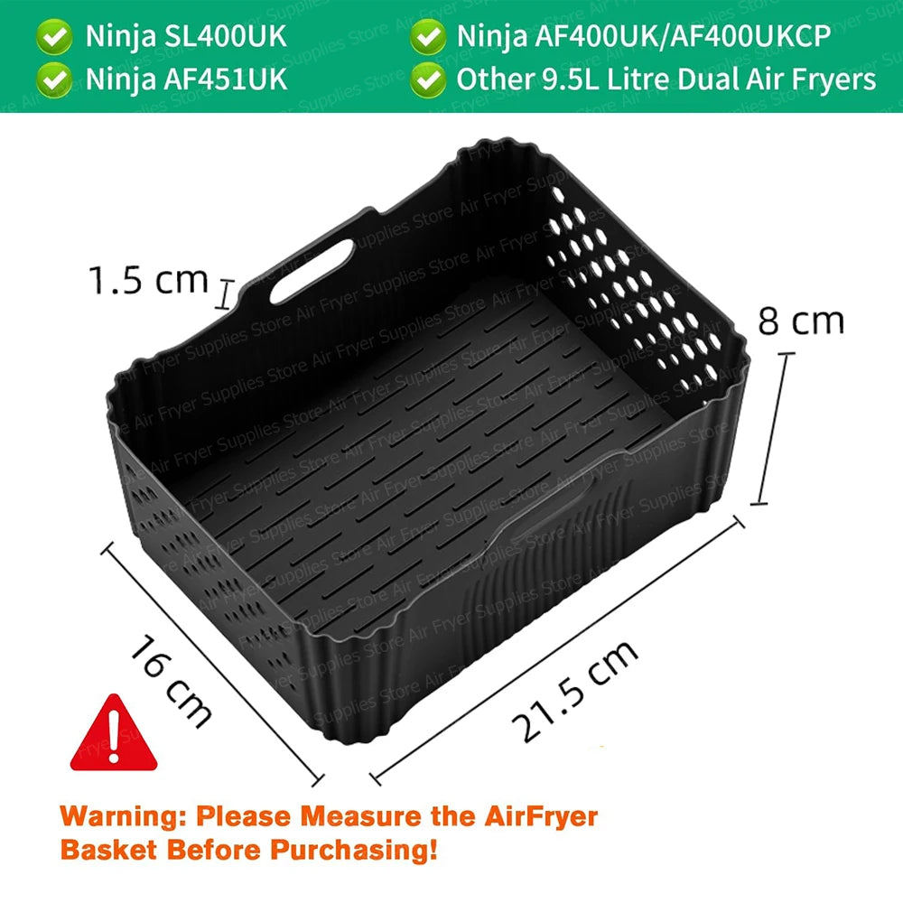 Air Fryer Mold for Ninja Double Stack XL SL400 SL401 AF400 Reusable Silicone Baking Tray for 7.6L-9.5L Deep Fryer Accessories