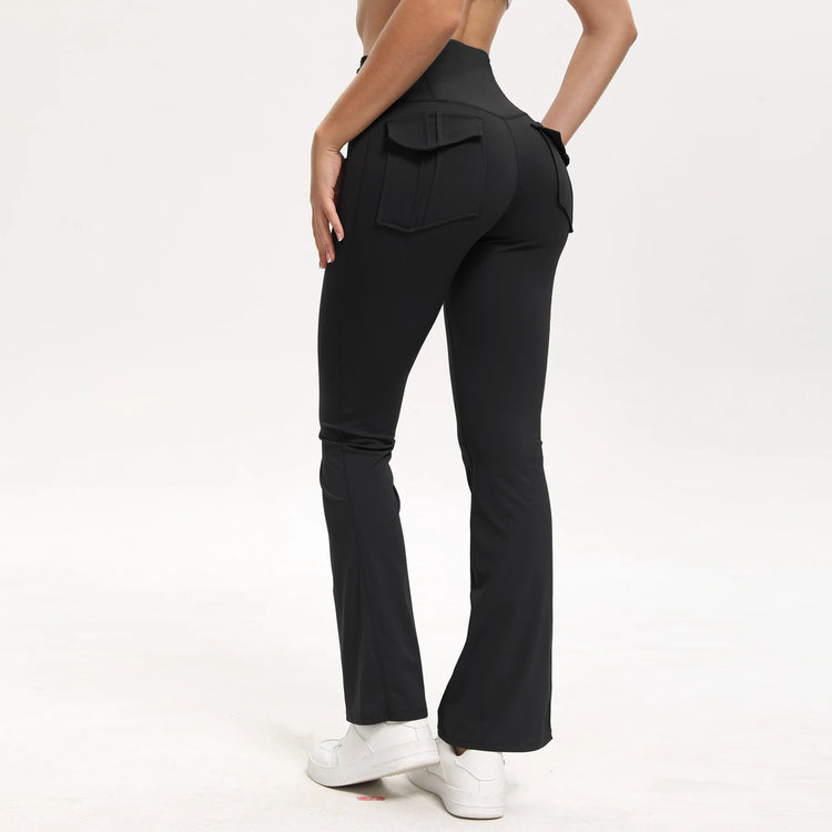 Women's High Waisted Flared Yoga Pants with Pockets Tummy Control Bootcut Leggings for Gym Fitness Casual Wear