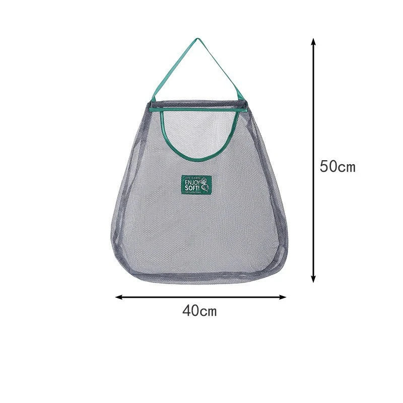 Reusable Hang Mesh Storage Bag With Smooth Edge‑Wrapped Handle Kitchen Fruit Vegetable Net Pouch Onion Garlic Potato Organizer