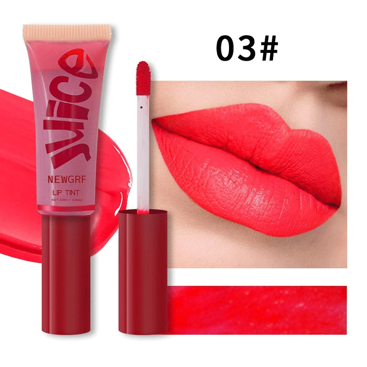 Juice Lip Tint Non-stick Cup Liquid Lipstick and Blush 2 in1 Waterproof Long Lasting Rose Red Lip Stain Makeup Pigment 1Pc