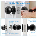 YFK 5-in-1 Smart Door Knob Lock Tuya Bluetooth Fingerprint Password Keypad IC Card Key APP HomeKey Black