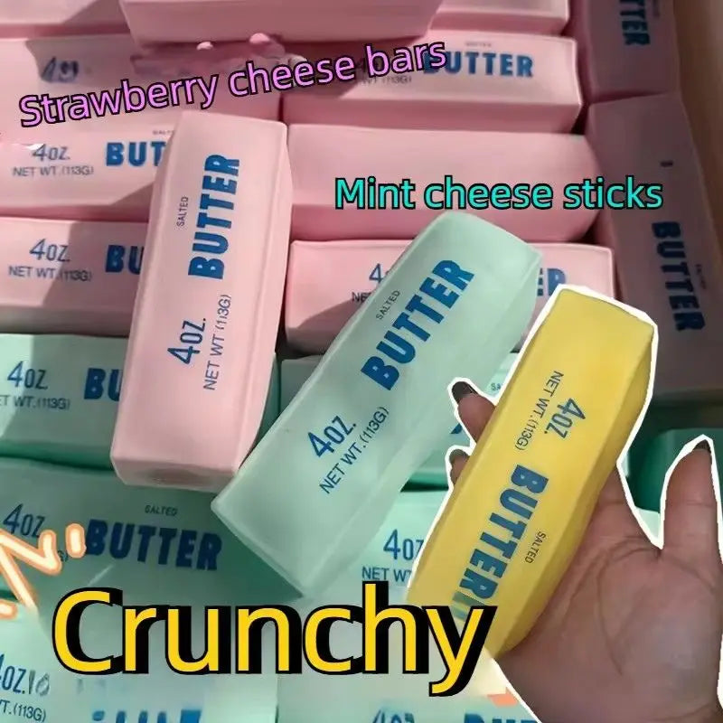 Crunchy Butter Stick Squishy Toy Stress Ball Fidget Squeeze Toys Round Blocks Filled ASMR Anti Stress Release Hand Relax Gifts B
