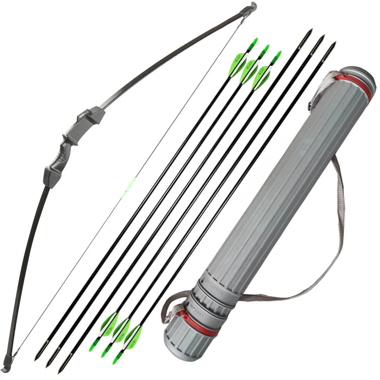 Archery Recurve Takedown Bow and Arrow Set 15-20lbs for Youth Adult Practice Wooden Straight Bow Longbow Kit Kids Toy