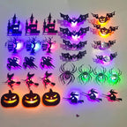 Halloween LED Wall Sticker Light Set Glowing Bat Ghost Silhouette Decals Flickering Creepy Party Decoration ﻿