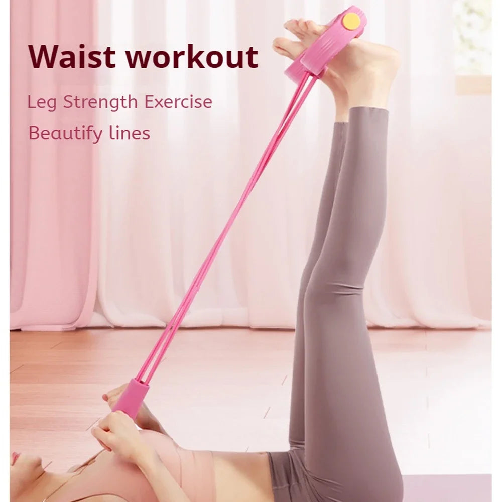 Home Fitness Equipment: 4-Tube Resistance Bands Yoga Pedal Puller for Stretching and Exercise, Leg Muscle Strengthening Tool