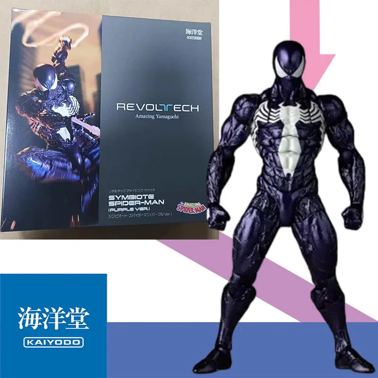 Kaiyodo In-Stock Original Revoltech Yamaguchi Style Amazing Symbiote Spider-Man Purple Version Anime Figure Toy Birthday Gift